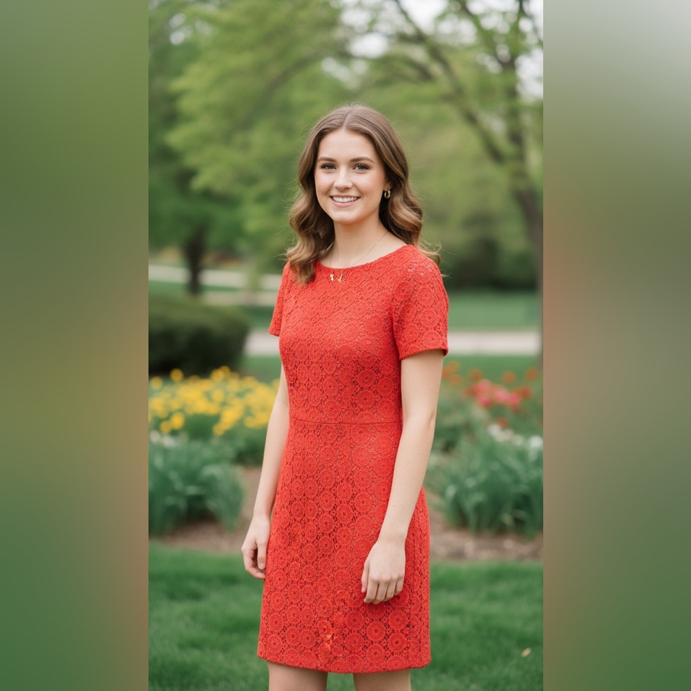 Anne Klein Elegant Carrot Orange Lace Dress size 10